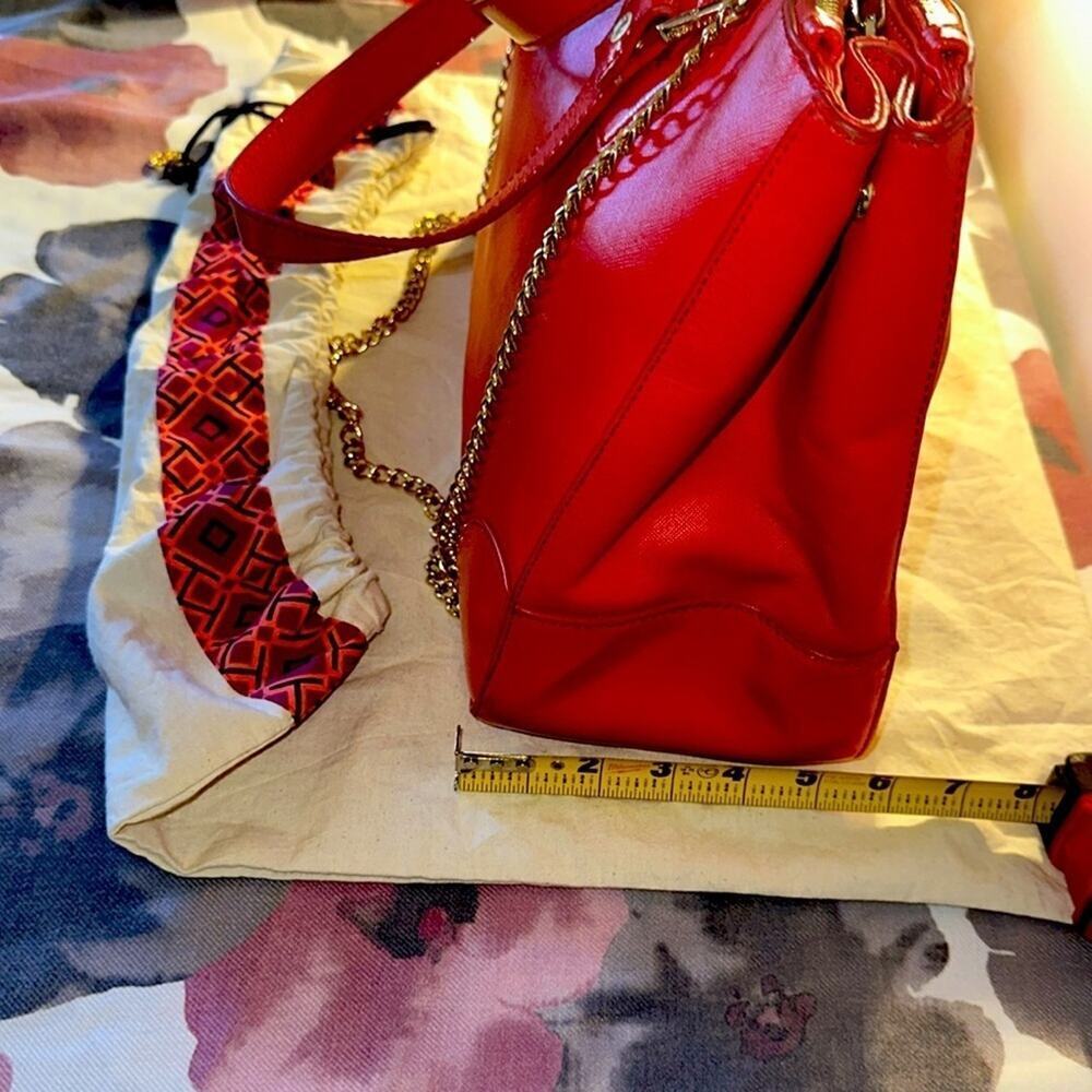 Tory Burch RED Robinson Double Zip Tote with cross body EUC - Picture 7 of 15